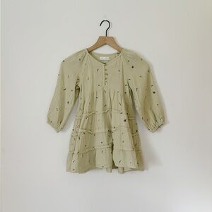 Zara Green Casual Sundress with Bishop Sleeves